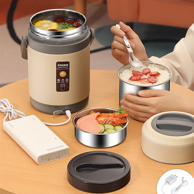 Fiambrera eléctrica USB de acero inoxidable, Bento, calentador de  alimentos, contenedor constante de 65 ℃, cajas