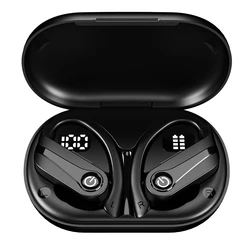 Bluetooth 5.3 Wireless Earbuds with Mic - IPX7 Waterproof Earphones with Hooks (Black 1)