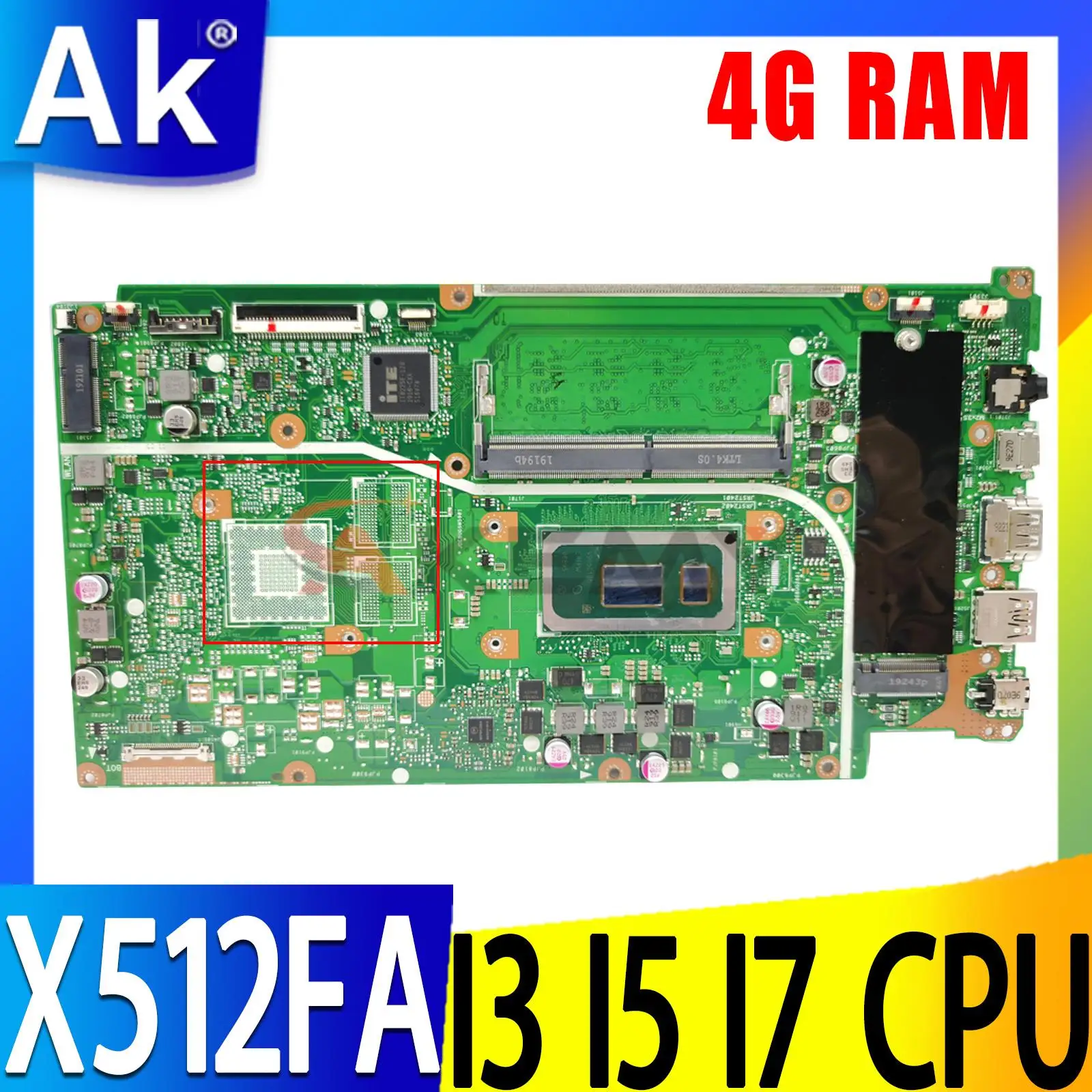 

Mainboard for ASUS X512FA X512FL X512FB X512F F512FA A512F A712FA F712FA S712FA X712FA X712FAC Laptop Motherboard I3 I5 I7 CPU