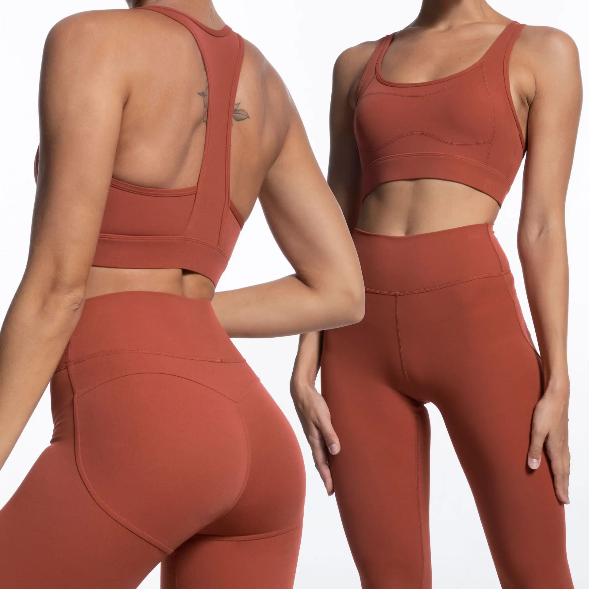 Yoga Pilates Mesh Spliced Fitted Sports Bra