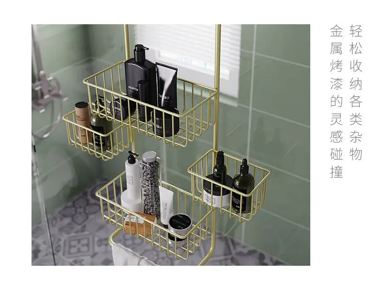 Description Picture 6 of itemBathroom Wall Shelf Hanging Rack Behind Door Toilet Storage Artifact Toilet Shower Room Hanging Basket Storage Rack Accessories