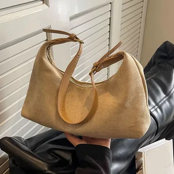 Velvet Handbag Purse for Women Suede Shoulder Bag Causal Crossbody Bags Female Luxury Designer Clutch Ladies Crescent Hobo Bag 1