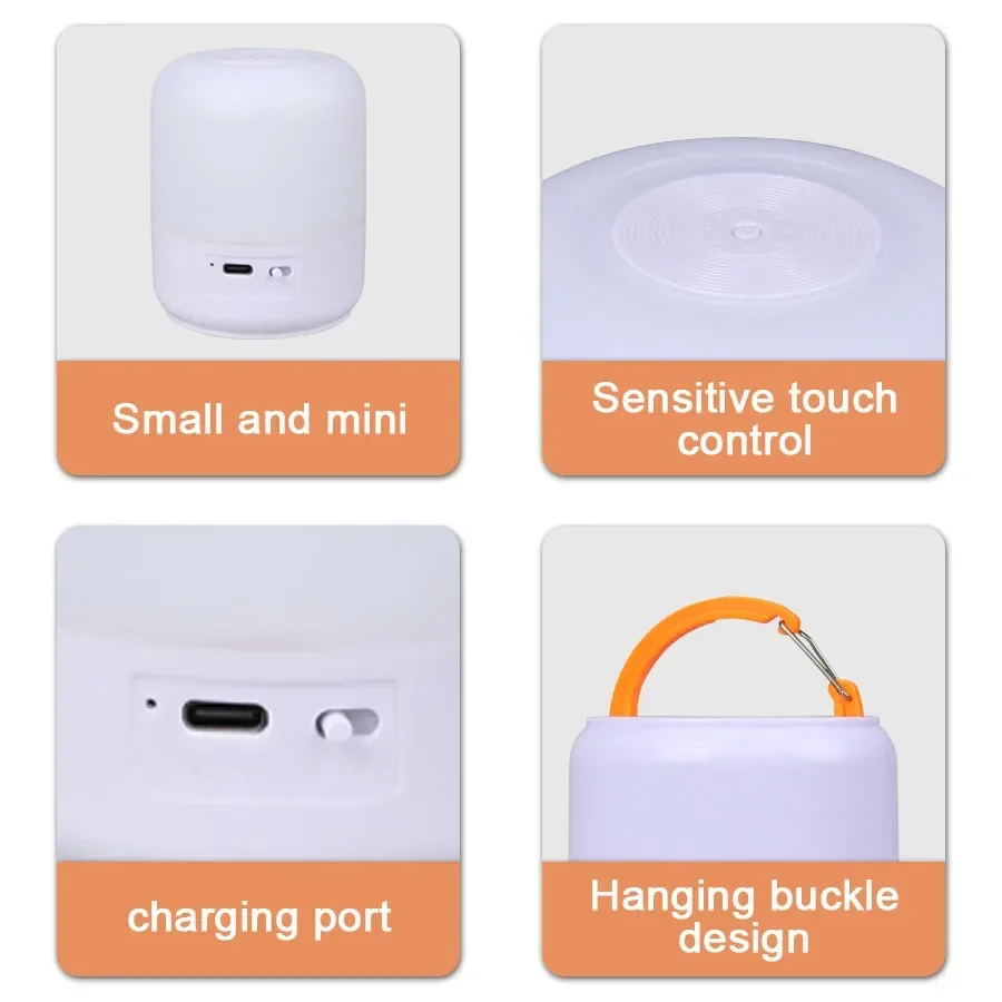 Touch Camping Lantern Three Kinds of Light Touch Adjustment Soft Light Irradiation Rechargeable Outdoor Emergency