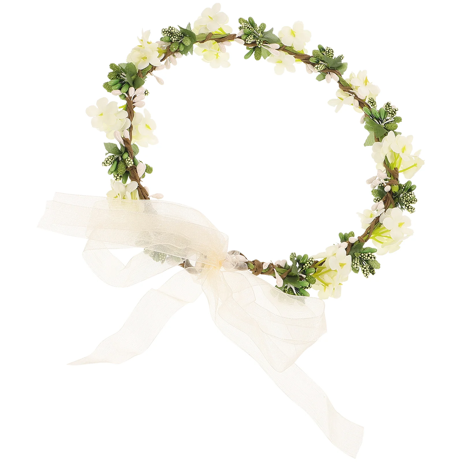 

Wedding Women Accessories Flower Garland Bridal Hairband Flowers Headwear Floral Headdress White Miss Seaside