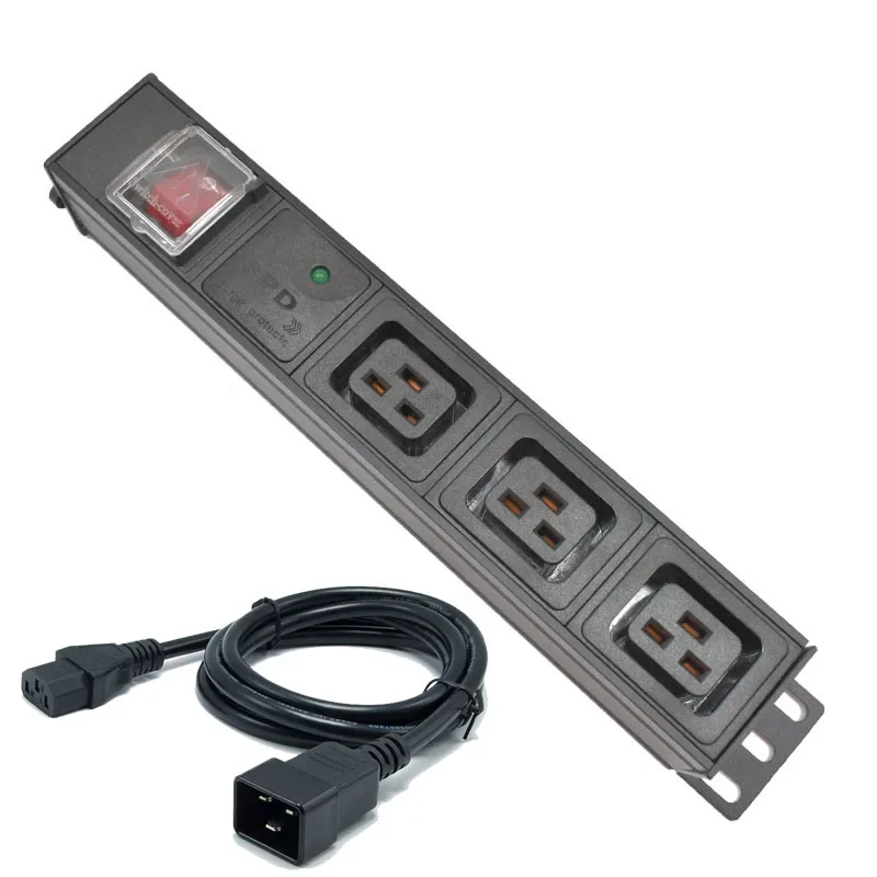 

PDU Power Strip C19 Socket Distribution Cabinet 3 Way Socket Break Switch Aluminum alloy shell C14 Interface SPD