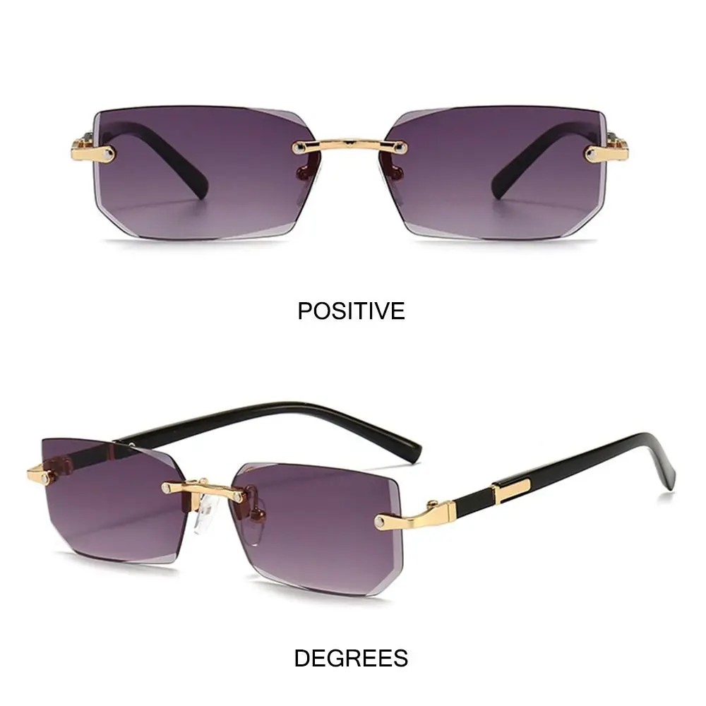 UV400 Protection Rimless Rectangle Sunglasses Retro Y2K Shades Eyewear for Women & Men