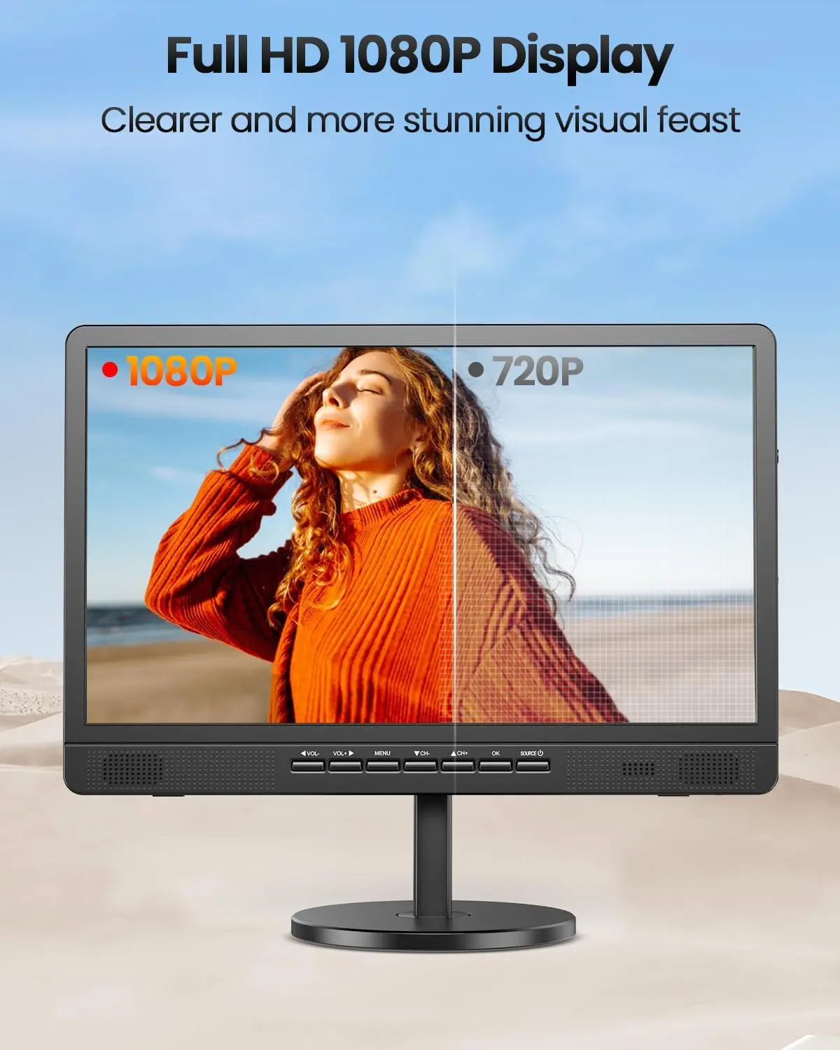 18 Inch Portable TV with Digital ATSC Tuner, Small TV with Built-in 6000mAh Battery, Portable Monitor 1080P HDMI Input