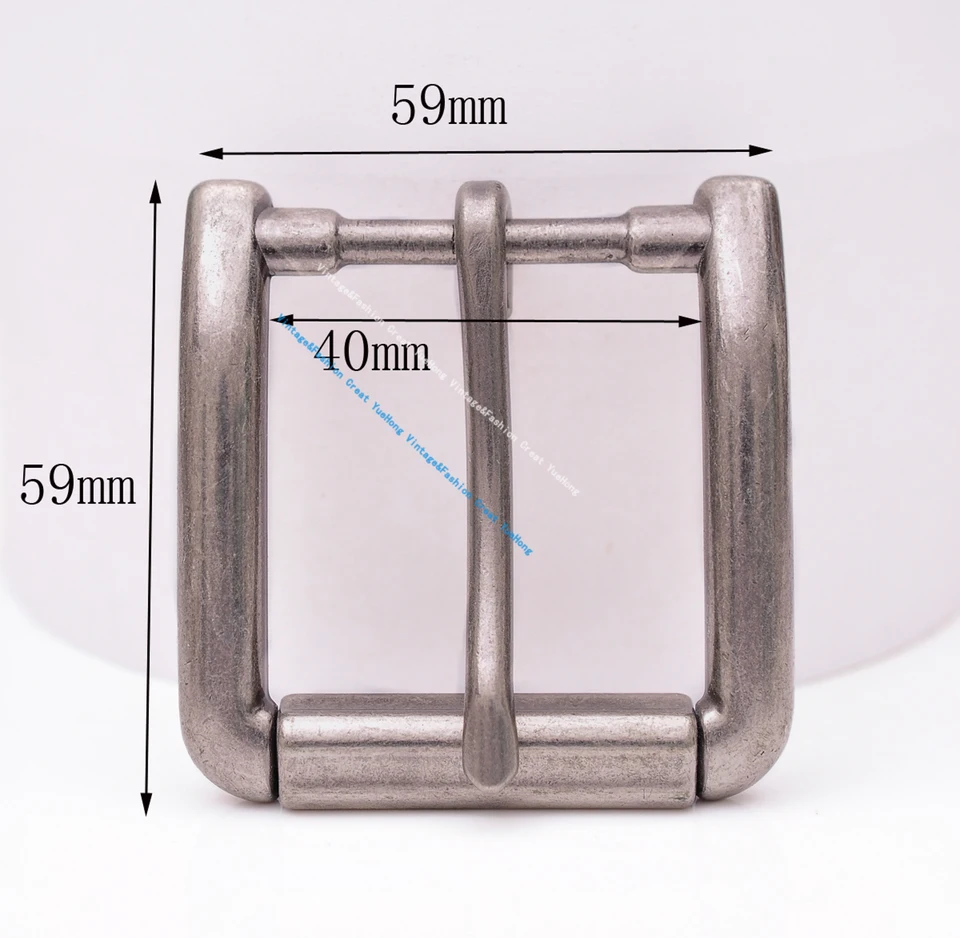 2 Fibbie Per Cintura In Pelle A Doppio Perno | Larghezza Interna 40 Mm | Finitura Argento Anticato In Lega Di Zinco
