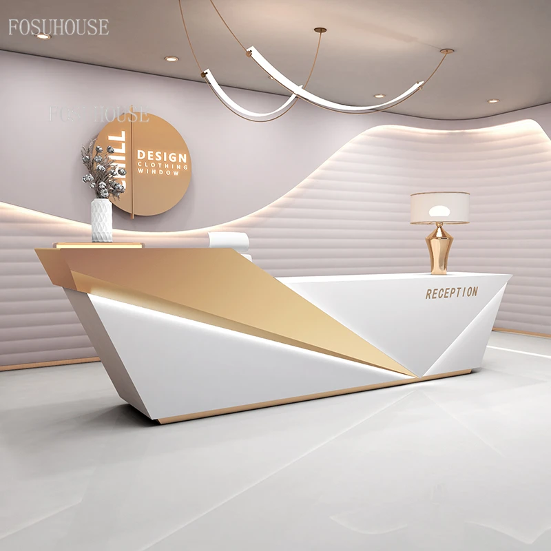 Simple Modern Company Beauty Salon Reception Desks Barber Shop Reception Desk Office Furniture Light Luxury Commercial Bar Table