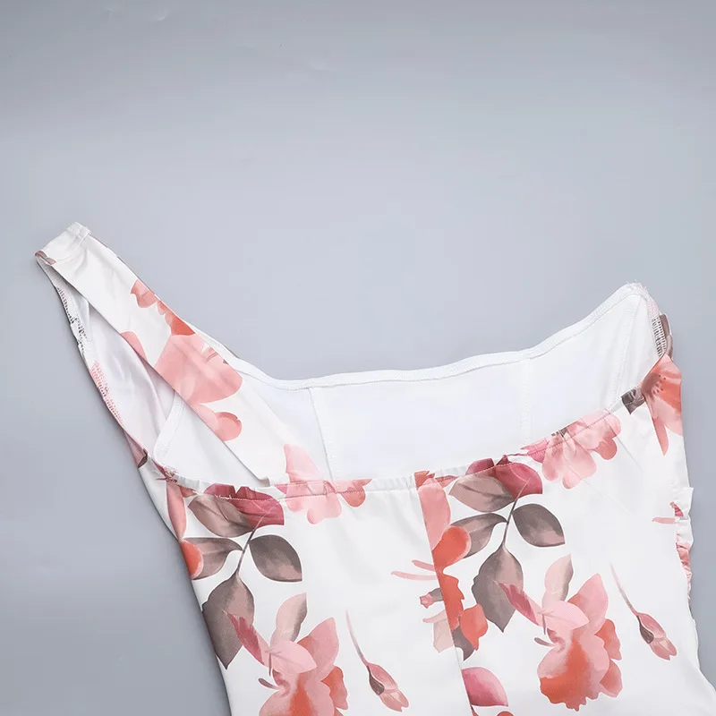 Vestido midi sexy con estampado de un solo hombro para mujer, vestido largo ajustado sin mangas con hombros descubiertos y espalda descubierta para fiesta y club.