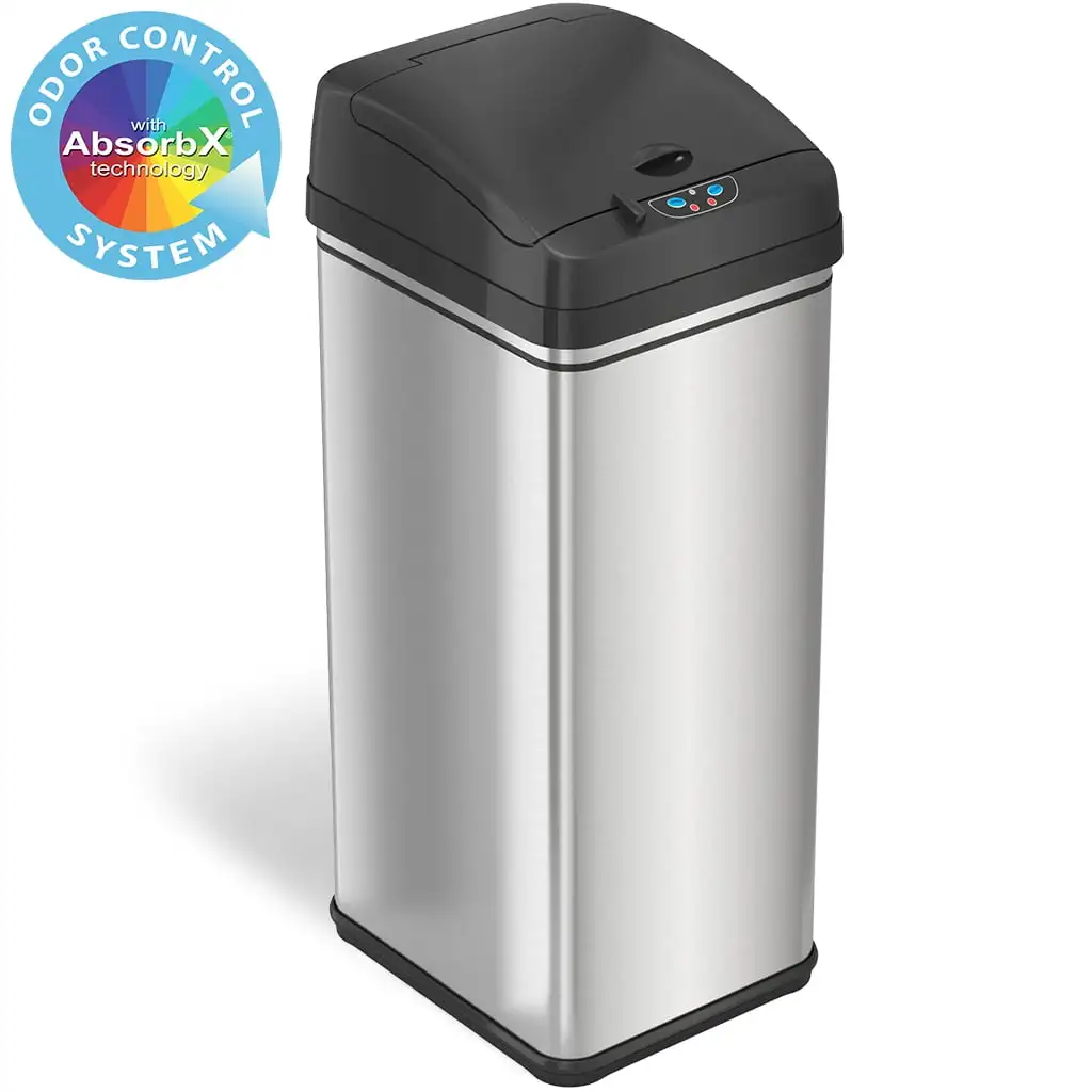 

13 gal Odor Absorbing Automatic Stainless Steel Kitchen Garbage Can