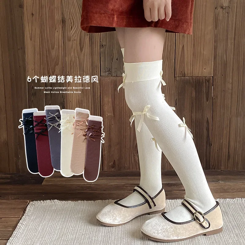 1 Pair Cute Fashoin Kids Legging Stocking Sock School Korean Fashion Bow Knee High Sock Children Spring Autumn Soft Cotton