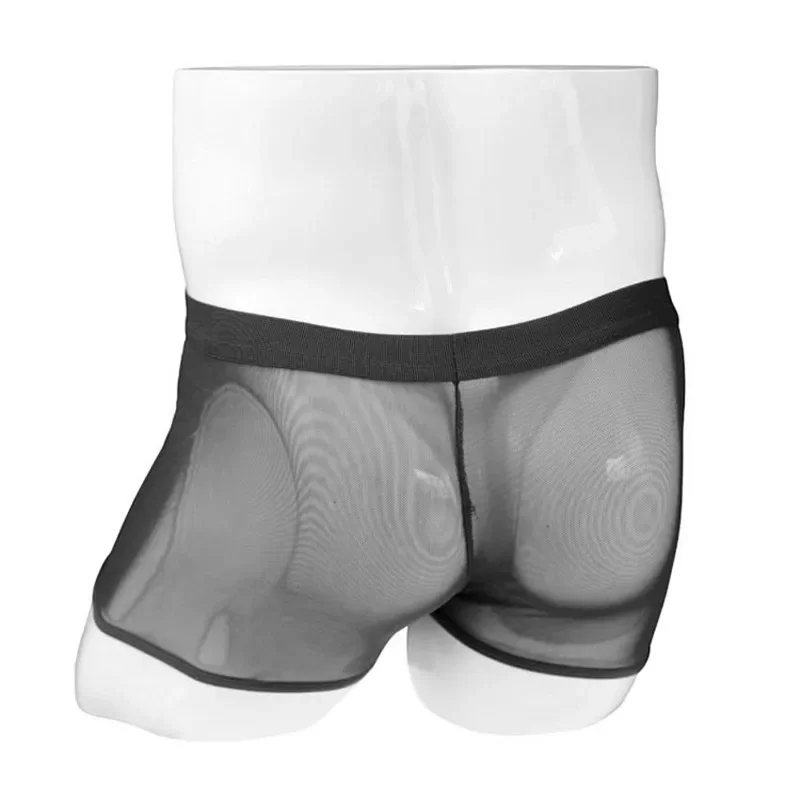 Leather Underwear Men Sexy Gay Zipper Mesh Boxershorts Breathable U Pouch Male Panties Gay Cueca 5