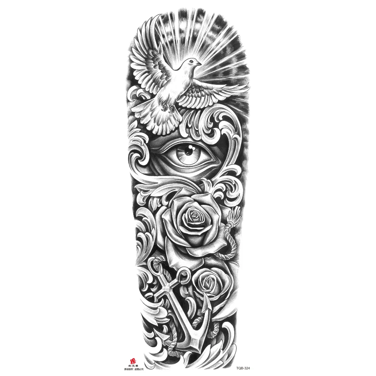 Full-arm Tattoo Stickers Crown Virgin Jesus Lion Waterproof