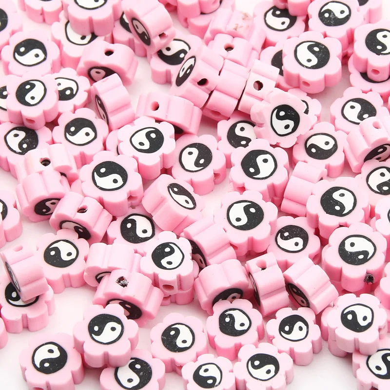 20/50/100 stücke 10mm Mix Blume Ton Spacer Perlen Handgemachte Polymer Clay Perlen Für Schmuck Machen diy Armband Halskette Zubehör – Detail 9