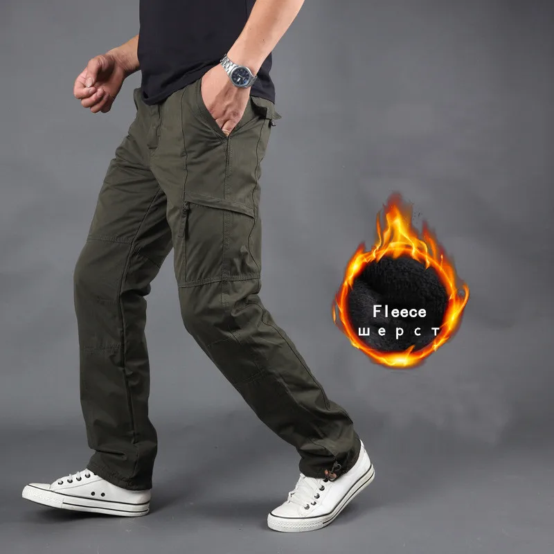 カーゴパンツ Winter Fleece Military Men's Cargo Jogger Pants KNWMSL37 Fleece Warm Cargo Pants Work Casual Men Winter Pants