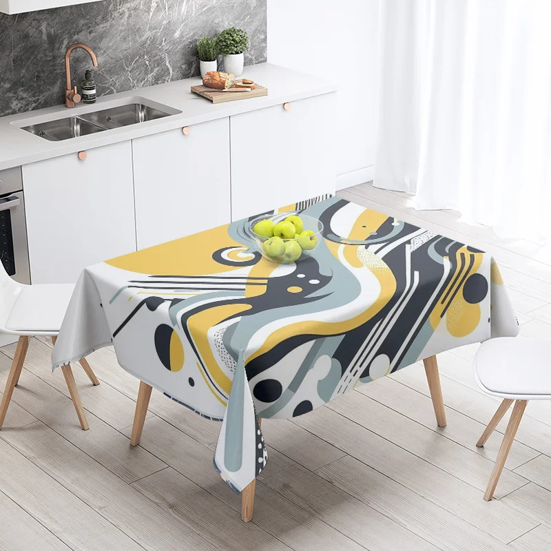 Abstract Geometric Tablecloth Waterproof Stain Resistant Party Decoration Restaurant Cafe Dining Table Tablecloths 140X200cm 3