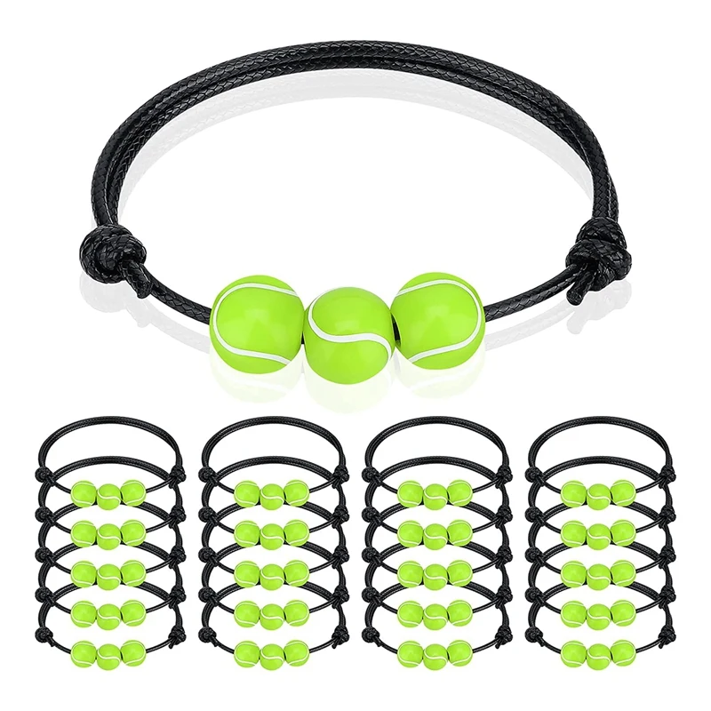 10 대 스포츠 팀 테니스 공 비즈, 조정 가능한 손목 밴드, 테니스 공 선물, 2..