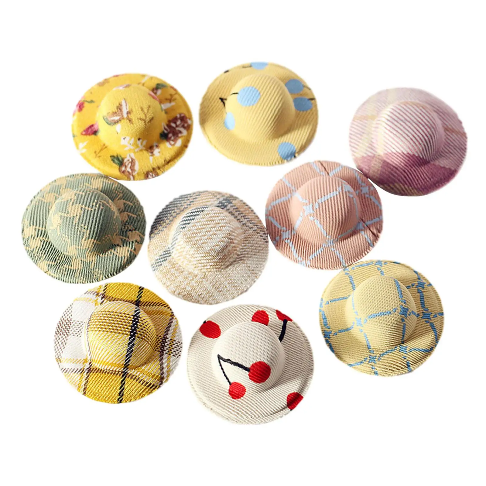 

9x 1:12 1:6 Dollhouse Hats Doll Accessories Decoration Micro Landscape Scenery Supplies Simulation Model for Lady Decor