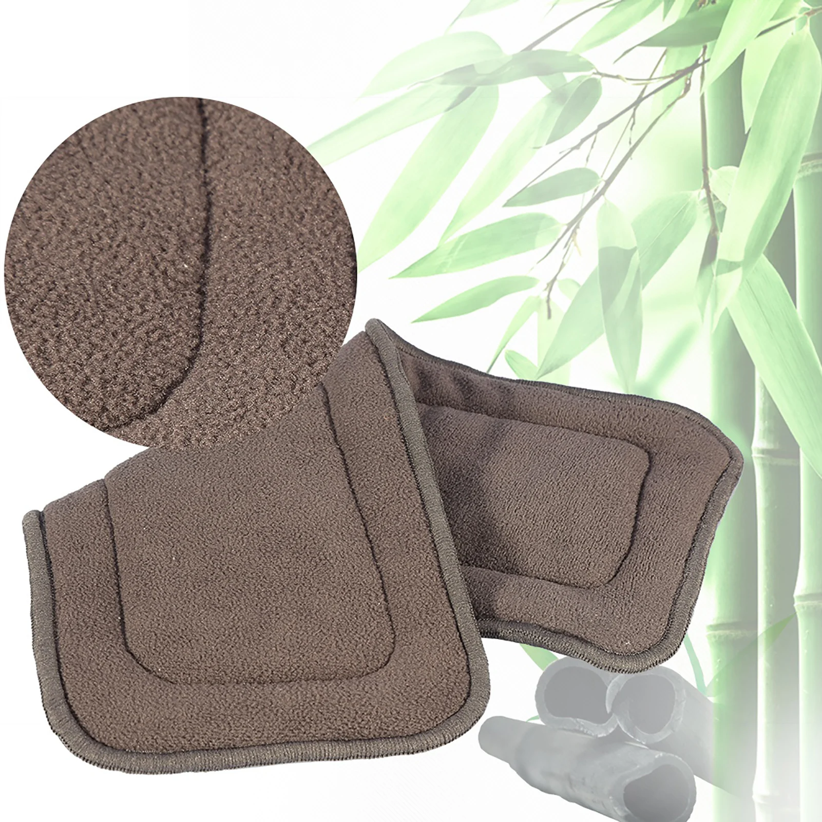 2Sizes Washable 5 Layers Bamboo Charcoal Cloth Nappy Liner Super Absorbent Adult Diaper Insert Diaper Pad Washable Insert