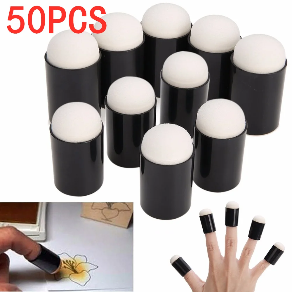 

50pcs Finger Painting Sponge Daubers Sponger Foam Applying Ink Chalk Inking Staining DIY Painting Craft Set Painting Tools