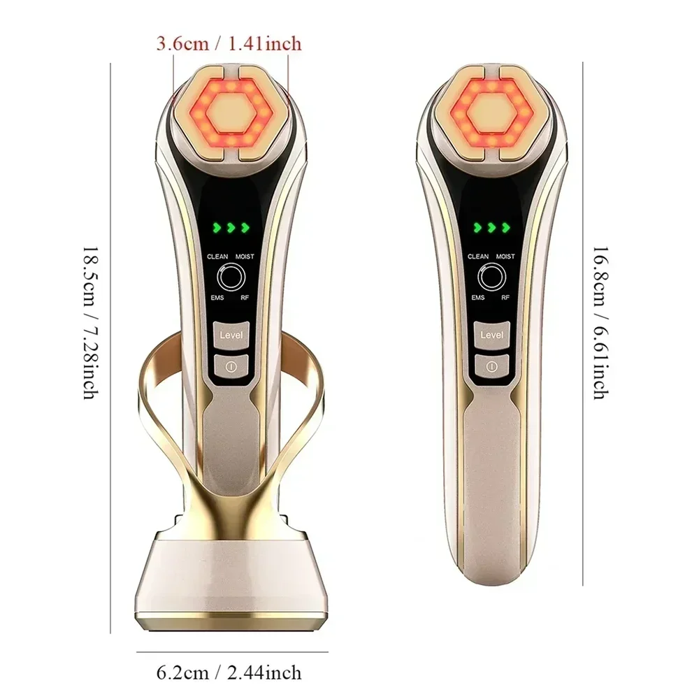HIFU Face Skin Care EMS Facial Lifting Massager LED Photon Wrinkle Remover RF Beauty Device 1200Hz Vibration Anti-aging Device