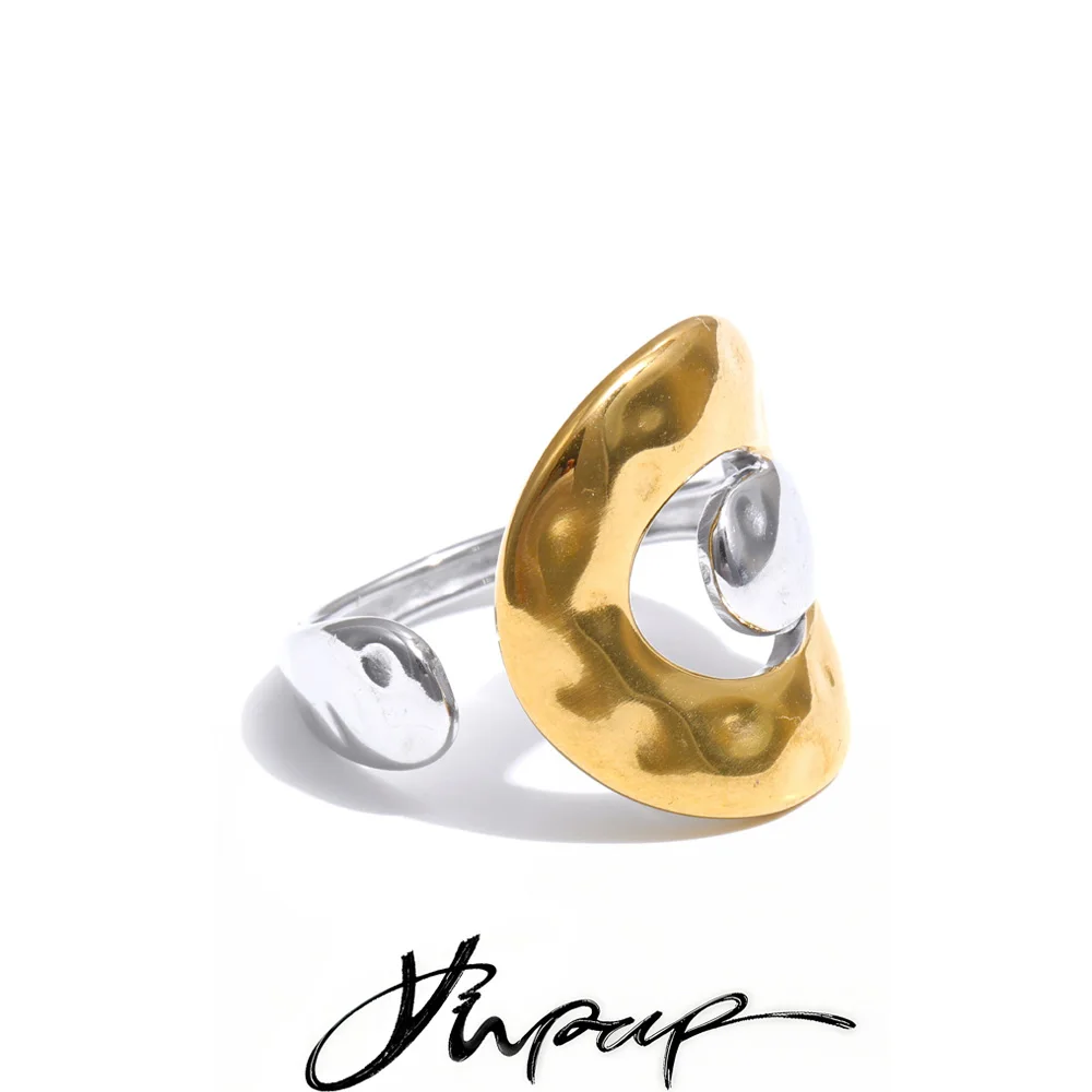 Yhpup Stainless Steel Geometric Ring