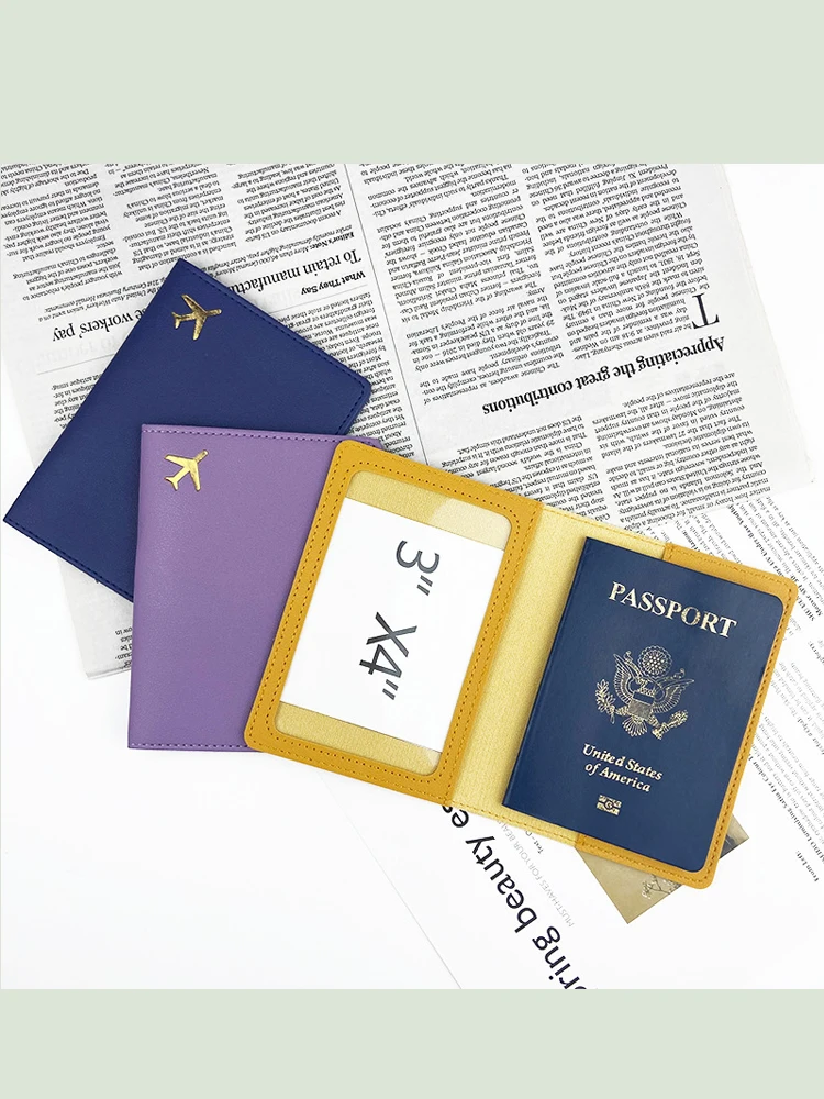Passport Holder Multi-coloured Foiled Aircraft Leather Passport Case Hand-Stitched PU Passport Holder Cover