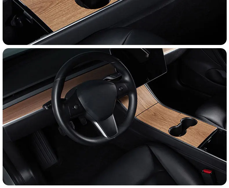 Für Tesla Center Sticker 2017-2020 Model 3 Holz-Mittelkonsolen-Panel Holzmaserungsfilm Zentralsteuerung Armaturenbrett-Abdeckung Aufkleber – Detail 8