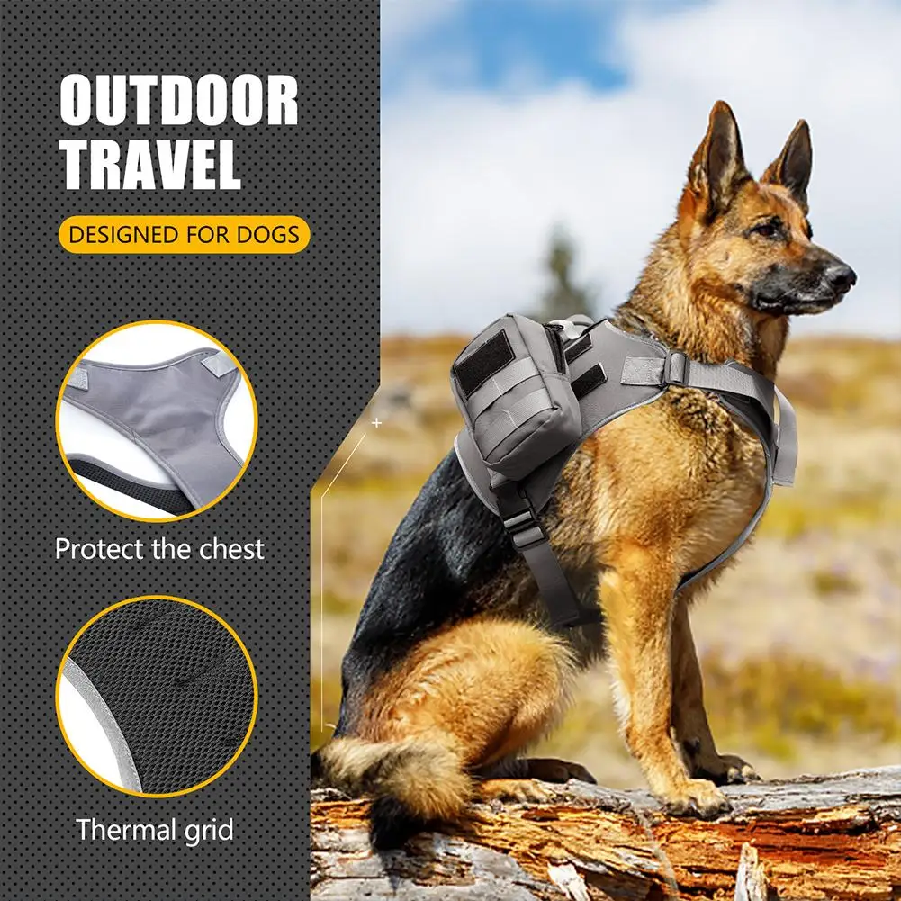 

YOUZI 1PC Dog Saddle Bag Adjustable Backpack Harness Saddlebag With Safety Side Pockets For Hiking Camping Travel