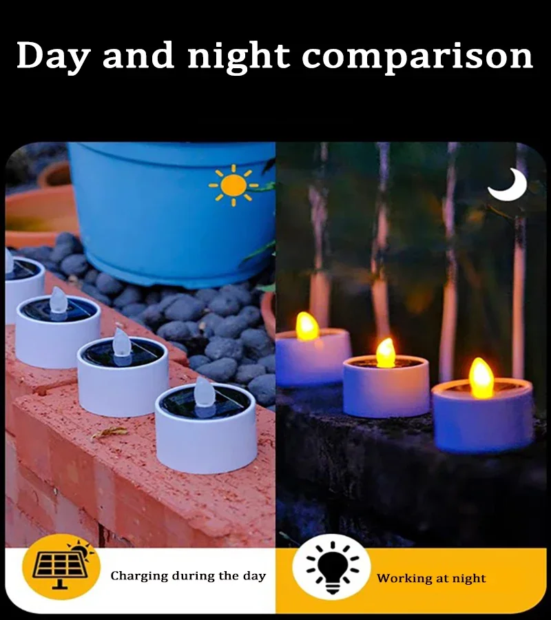 30pcs Solar Tea Light Led Candles Flameless Outdoor Waterproof Rechargeable Candles for Party Garden Home Decor