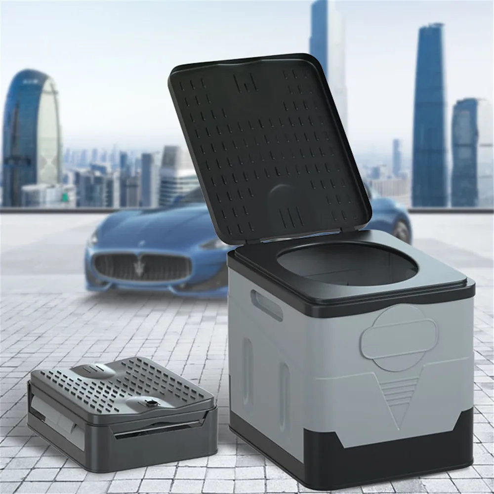 Portable Outdoor Folding Toilet Car Travel Emergency Integrated Toilet Self-driving Tour Outdoor Camping ABS Material