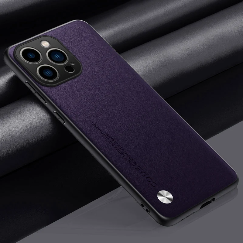 Premium PU Leather Phone Case with Silicone Full Protection - Elegant Back Cover