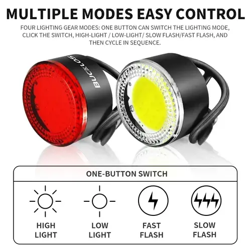 BUCKLOS Bike Light COB Front Rear Bicycle Lights LED Rechargeable Mountain Road Bicycle Lamp MTB Tail Light Cycling Flashlight - Image 4