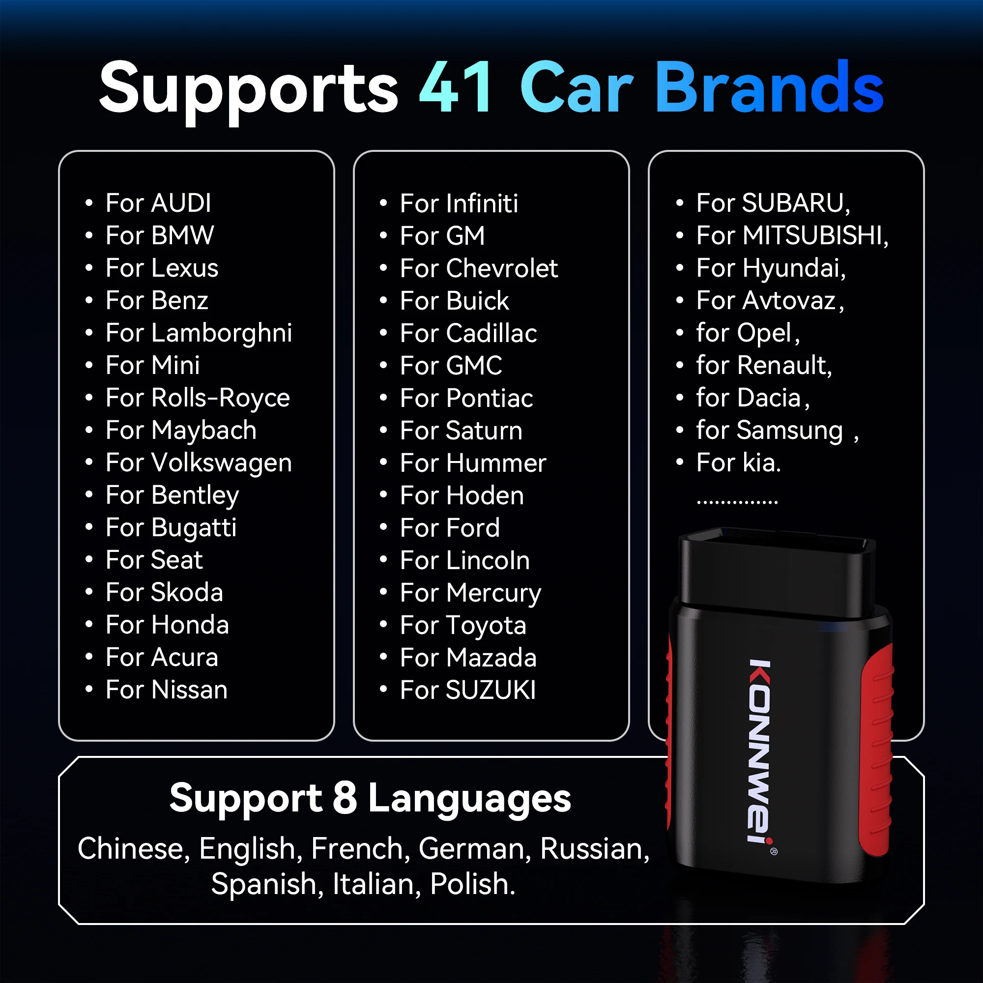 KONNWEI All System Diagnostic Scanner KDIAG, OBD2 Bluetooth Car Tool with Read Erase Codes EPB DPF Oil Reset SRS SAS TPMS Sensor Functions 2026 - Image 6