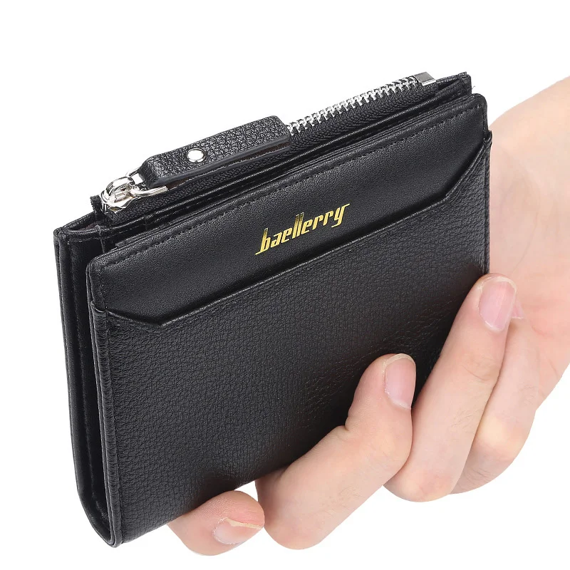 

New Men's Wallet Short Card Holder Casual Multi functional Trifold Zipper Bag Wallets for Man Luxury Money Bag Coin Purse
