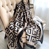 180x90 Cm Large Silk Soft Scarf Women Stylish Print Long Shawl Handkerchief Summer Elegant Travel Wrap Hot 1