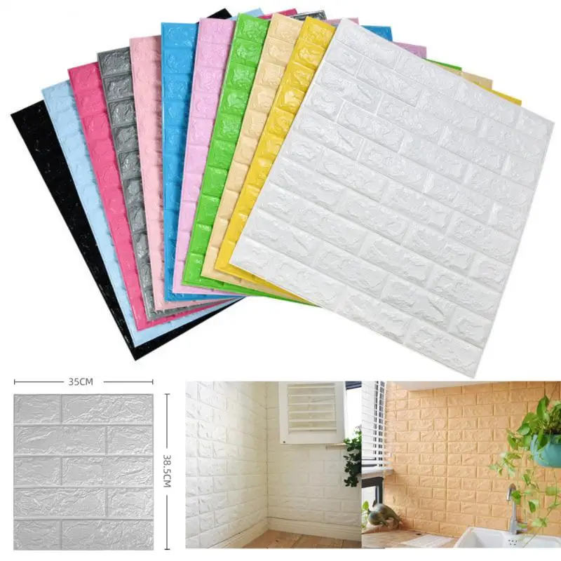 35x38.5cm 3D Wall Stickers Self Adhesive Foam Brick DIY Wallpaper Wall Room Living Decor Kids Room Wall Sticker For Kitchen Home 10pcs waterproof foam 3d brick sticker for living room kitchen tvwall bedroom decor papel de pared diy self adhesive wallpapers