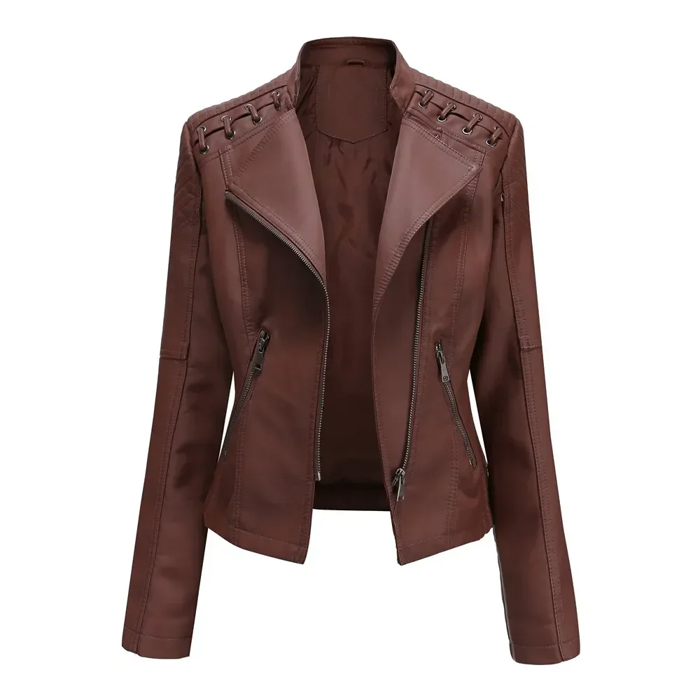 

Womens Faux Leather Jacket Women EU Size Coat 2023 Female New Spring Autumn Moto Biker Zipper Jackets Chaqueta De Cuero Mujer