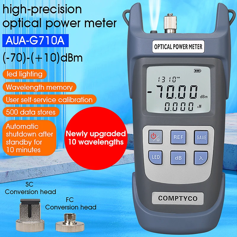 payen 2 in 1 ftth fiber optic power meter aua dc7 dc5 led light sc fc st universal connector 70 10dbm fiber optical tester AUA-G710A/G510A FTTH Fiber Optical Power Meter Fiber Optical Cable Tester -70~+10dBm/-50~+26dBm SC/FC Connector