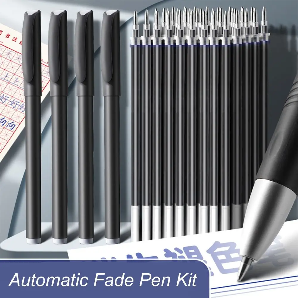 7pcs/set Blue Ink Automatic Fade Pen Kit Refill Handwriting Ink Disappearing Pen 0.5mm Invisible Calligraphy Magic Pens