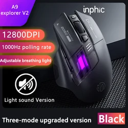 Inphic A9 Explorer Wireless Ergonomic Gaming Mouse with Battery Display (A9 V2 Black Silent)