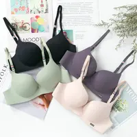 Soutien-gorge en soie glacée pour femmes, Bralettle Sexy sans couture, Push Up, Lingerie sans fil, une pièce, bonnet AB, bretelles réglables, couleur bonbon 3