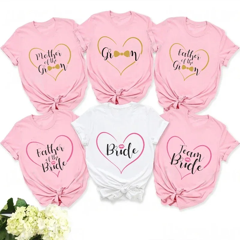 

Team Bride Groom Family Group Set T-shirt Mother Father of The Groom Tops Bridal Shower Tees Engagement Wedding Party Tshirt