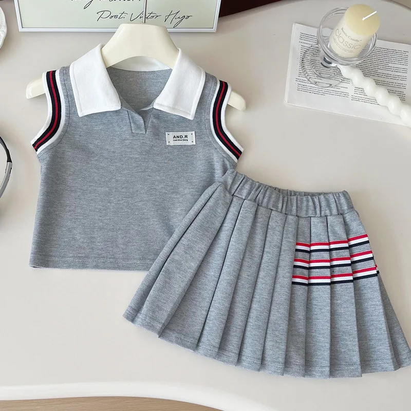 Girls College Style Polo & Skirt Set 2