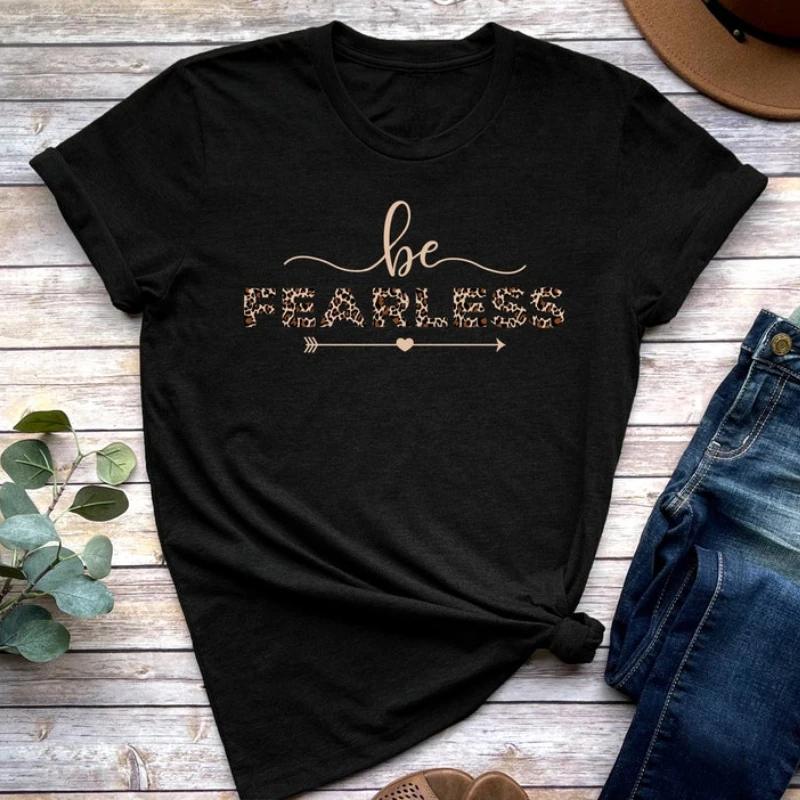 

Be Fearless, vintage Cheetah graphic tee. Inspirational shirts for women, Give her Fabulous gift. Buy yourself a special T-shirt