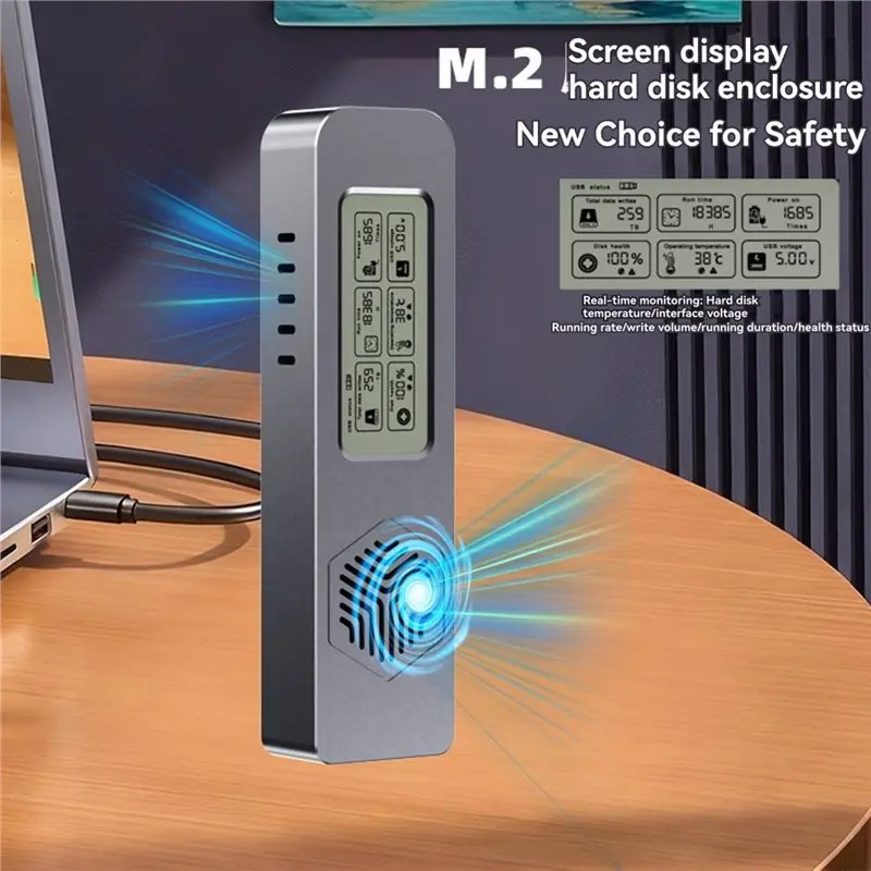 M.2 하드 드라이브 케이스 NVME SSD 솔리드 스테이트 모바일 스토리지 인클로저 지능형 디지털 상태 감지 모니터링 기능