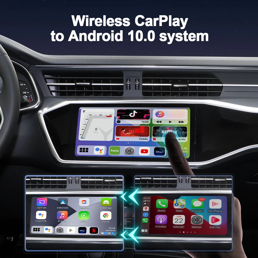 MMB MAX 2.0  ȵ̵ 10  CarPlay Ϳ  8 ھ 4G + 64G GPS Navigatio ޸ ƿ   ȭ