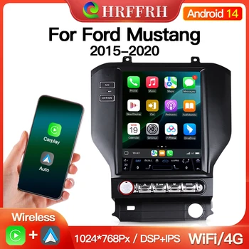 Android 14 Auto Per Ford Mustang 2015-2020 Tesla Schermo Autoradio Stereo Lettore Multimediale di Navigazione GPS DSP 4G WIFI Carplay