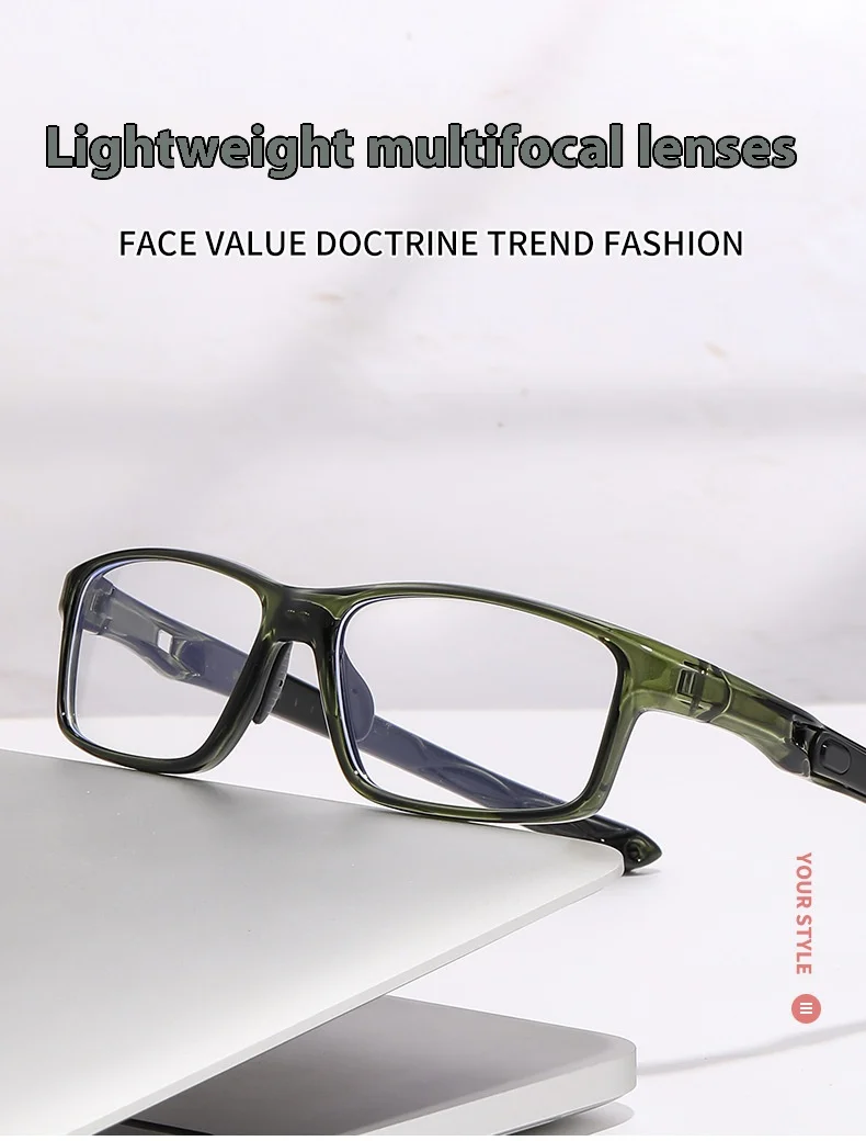 Sportliche photochrome multifokale Lesebrille, neutrale progressive Nah-Fern-Presbyopie-Anti-Blaulicht-Refraktionsbrille – Detail 1